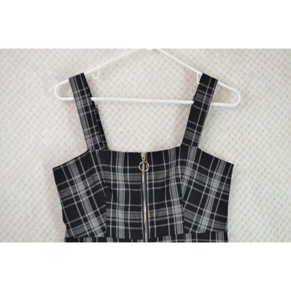Forever 21 Women's Medium Black Plaid Jumper Dress Y2K School Girl Academia Prep - Picture 3 of 15